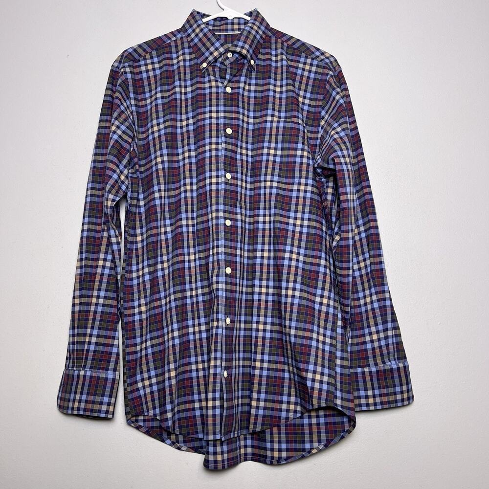 Peter Millar Men's Purple Blue Plaid Long Sleeve Button Down Shirt Sz M Everyday